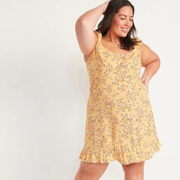 Old Navy Fit and Flare Puff-Sleeve Floral-Print Dress for Women New - Picture 3 of 8